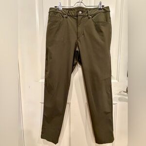 Lululemon ABC Slim-Fit 5 Pocket Pants Dark Olive Green Warpstreme 31w 29in